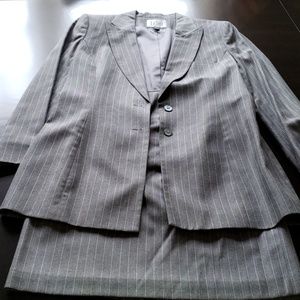 Lady's pin-striped gray suit